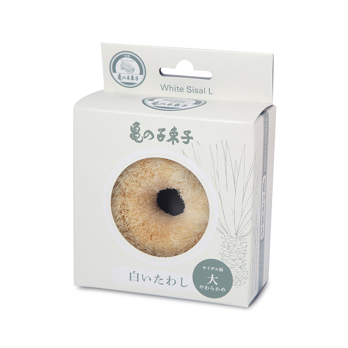 亀の子束子【日本製】白劍麻纖維柔軟毛刷 -L