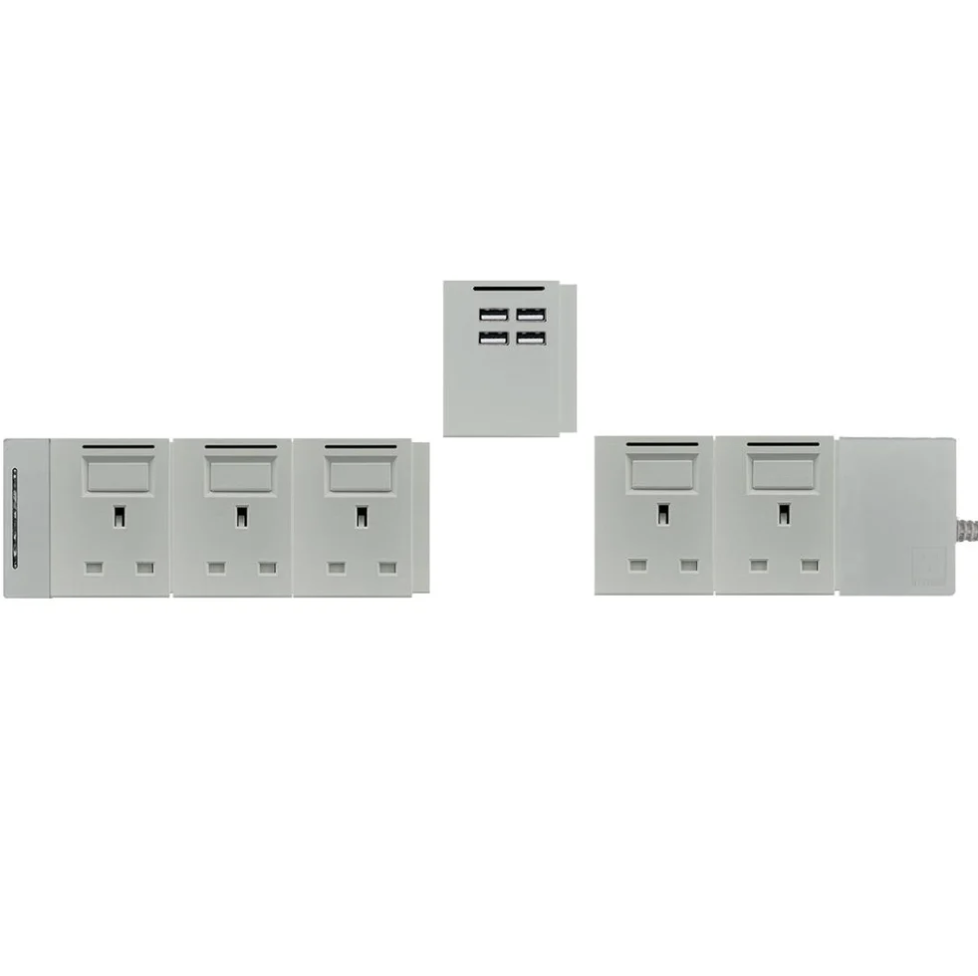 6模組 - 4USB-A + 13A + 開關組合｜單色系列｜MY SOCKET 組合拖板