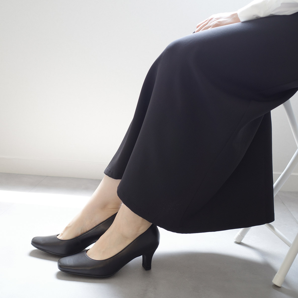 Point nine日本製真皮女用商務方頭高跟鞋5.5公分