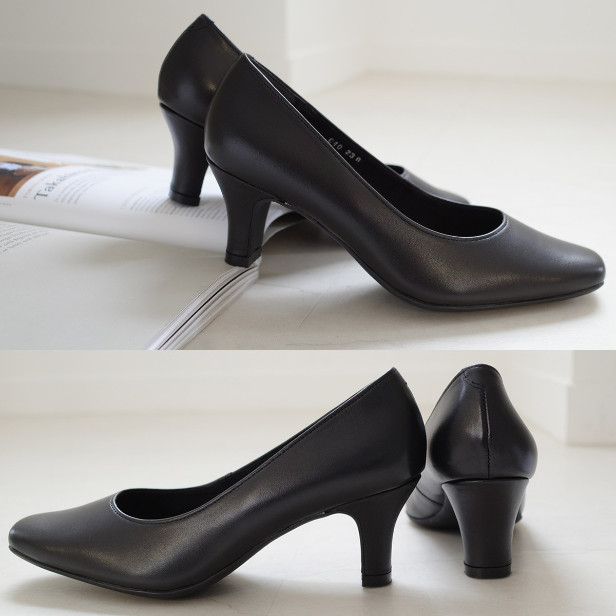Point nine日本製真皮女用商務方頭高跟鞋5.5公分