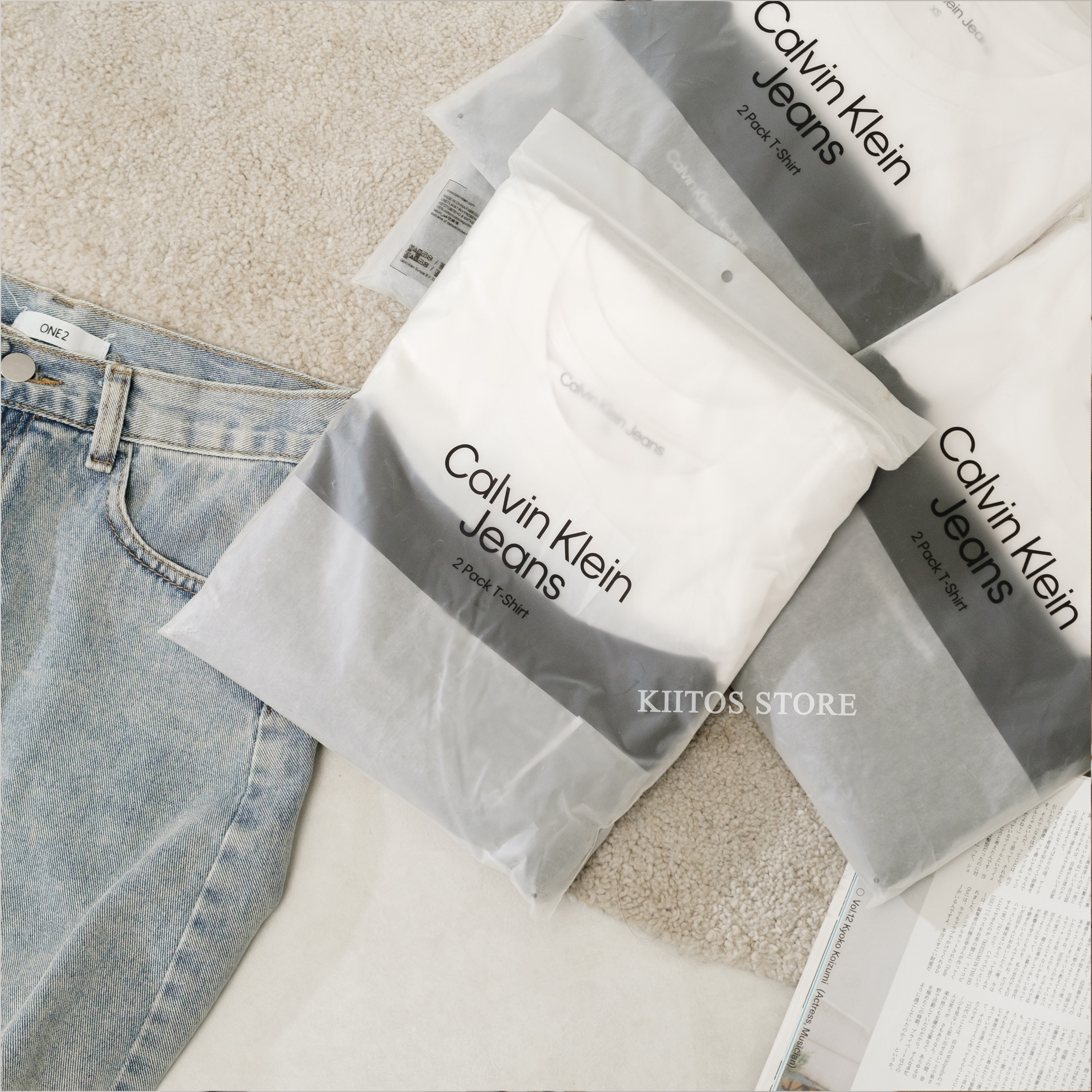 現貨 Calvin Klein Jeans 經典 CK Logo T-Shirts 2 Pack 黑+白 兩件一組