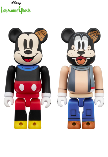 (SET OF 2)100%  BE@RBRICK MICKEY MOUSE & GOOFY (Lonesome Ghosts Ver.)