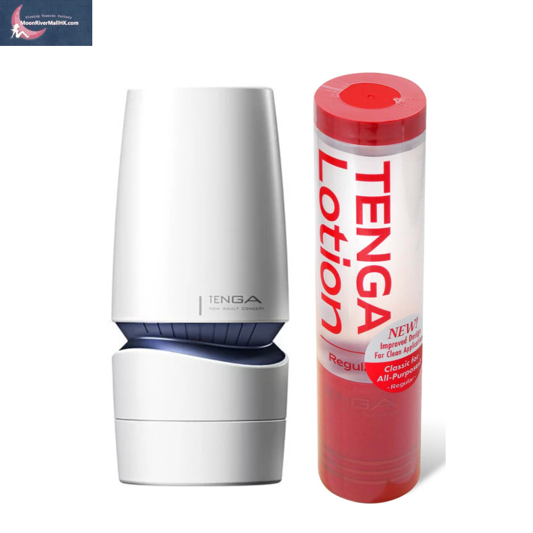 [高用量套裝] TENGA AERO SILVER RING 轉盤吸力控制杯 & 潤滑劑 x 1支