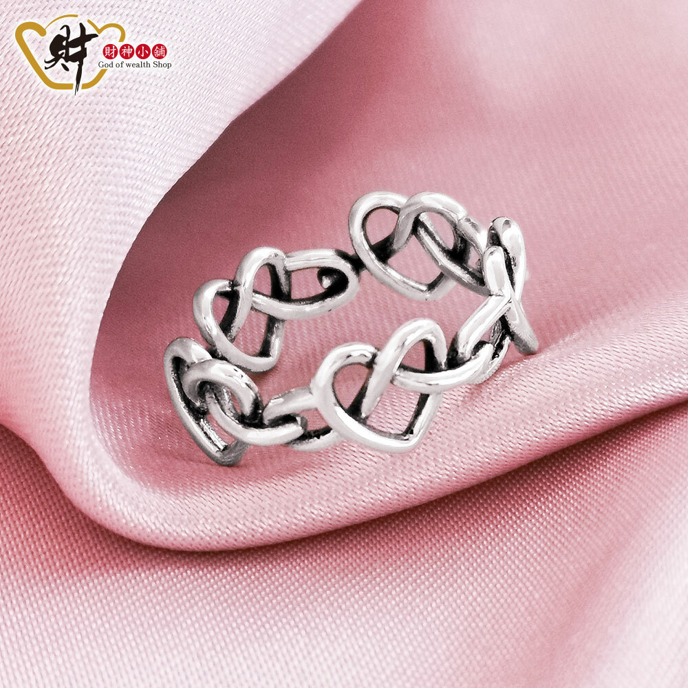 【財神小舖】心心相依戒指(925純銀)活圍戒(含開光)