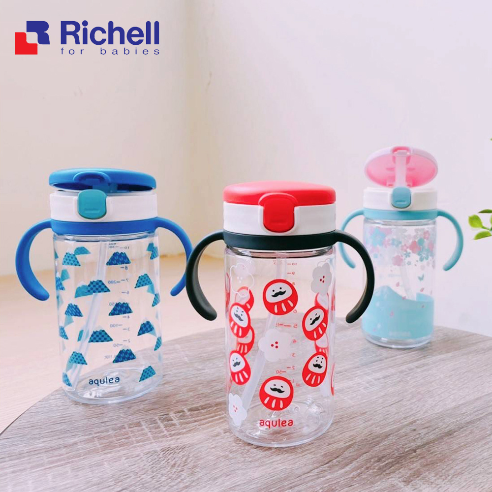 台灣限定版【Richell 利其爾】台日友好 LC 吸管水杯 320ml - 櫻花海