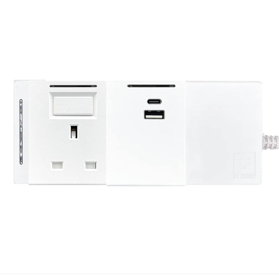 2模組 - 1A1C + 13A + 開關組合｜單色系列｜MY SOCKET 組合拖板