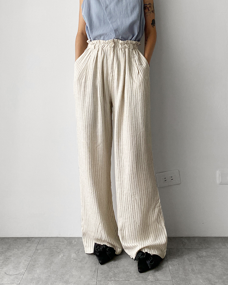 MFP-2561 條紋亞麻長褲