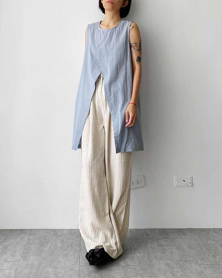 MFP-2561 條紋亞麻長褲