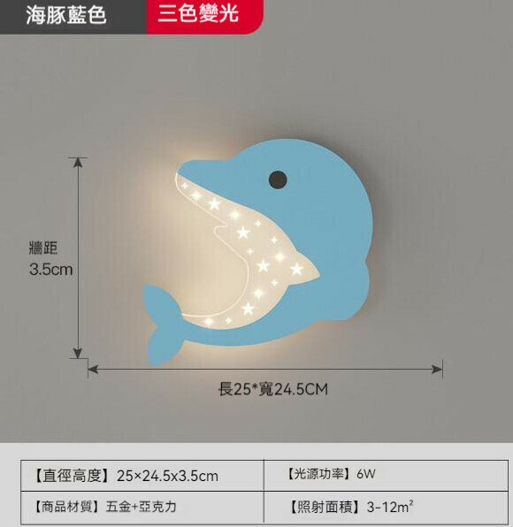 爆款兒童房過道卡通背景牆床頭（613藍色）【三色變光】