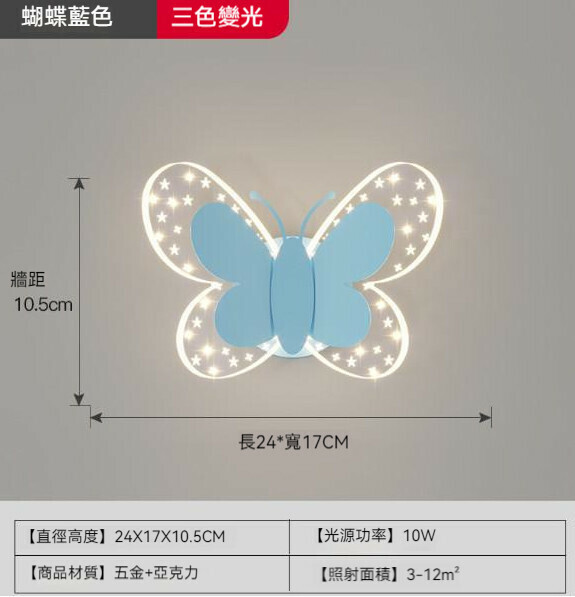 爆款兒童房過道卡通背景牆床頭（614藍色）【三色變光】