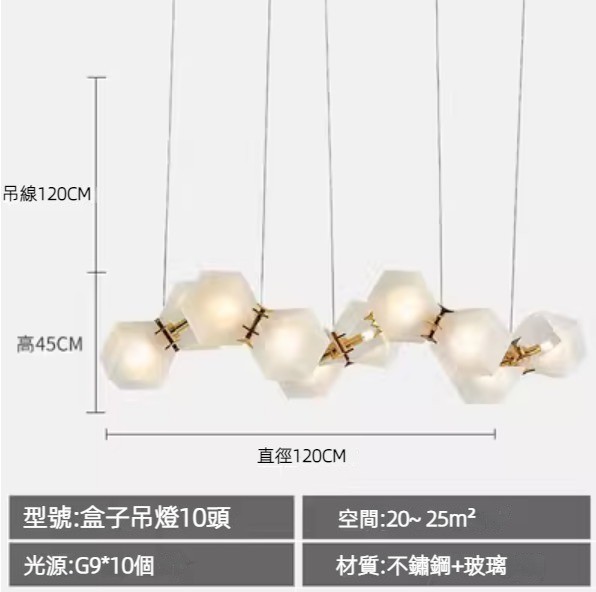 Hot Selling Simple Rubik's Cube Chandelier (10 Heads-Three Colors Changing Light)