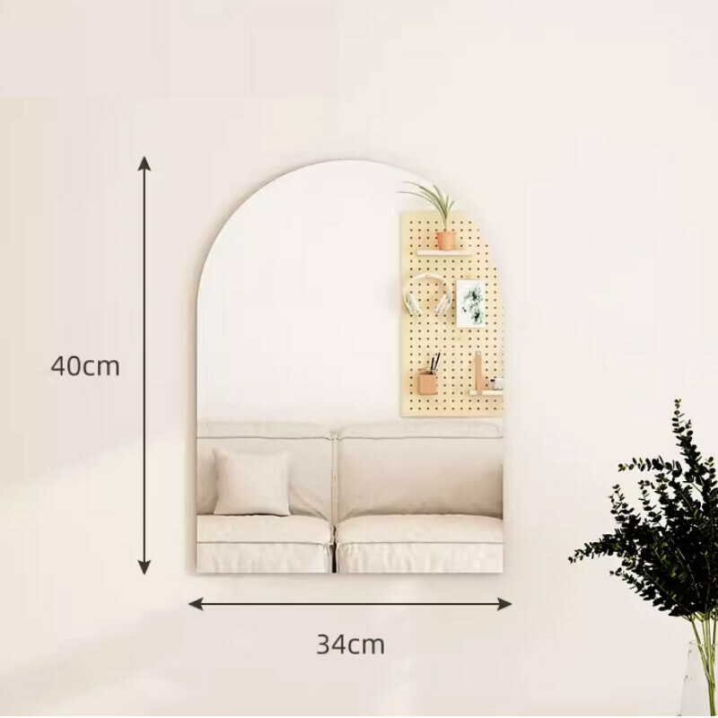 Popular indoor acrylic soft mirror self-adhesive wall mirror [34*40cm semi-circular style]