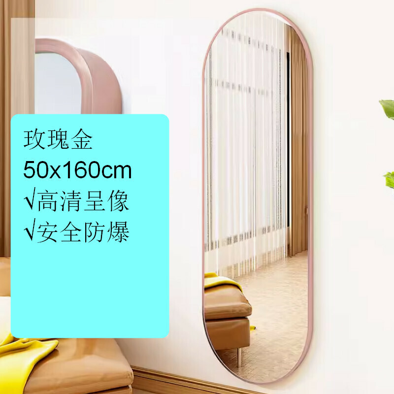Popular indoor wall-mounted dual-purpose full-body fitting mirror wall-mounted mirror [Rose Gold 50x160cm]