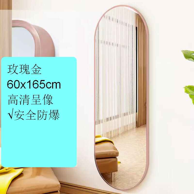 Popular indoor wall-mounted dual-use full-body fitting mirror wall-mounted mirror [Rose Gold 60x165cm]