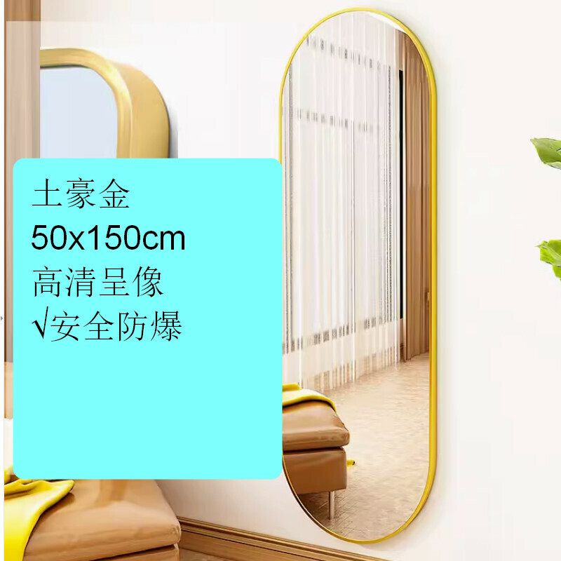 Popular indoor wall-mounted dual-purpose full-body fitting mirror [local gold 50x150cm]