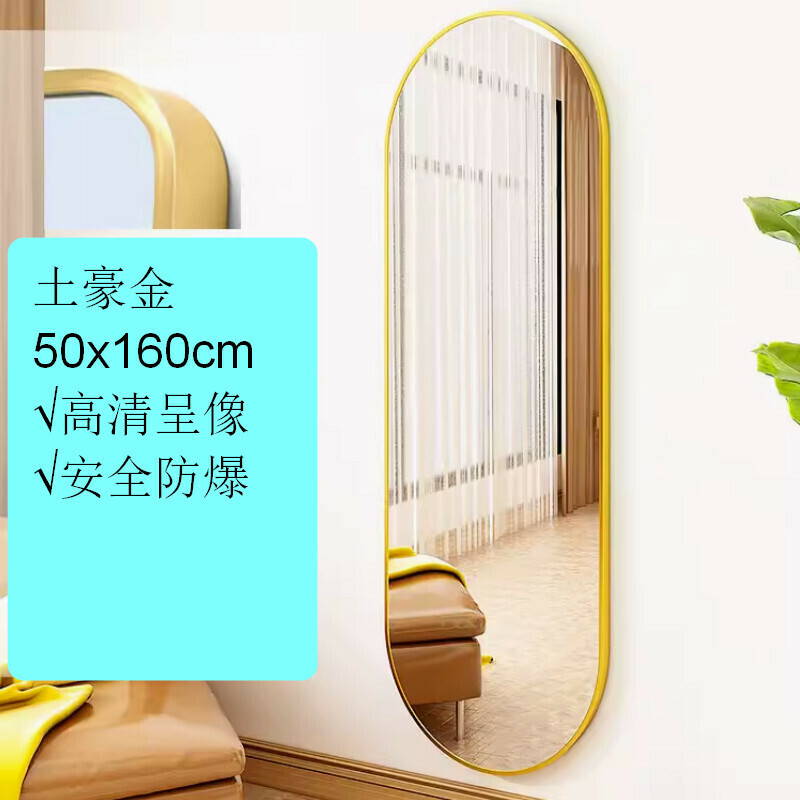 Hot style indoor wall-mounted dual-purpose full-body fitting mirror [local gold 50x160cm]