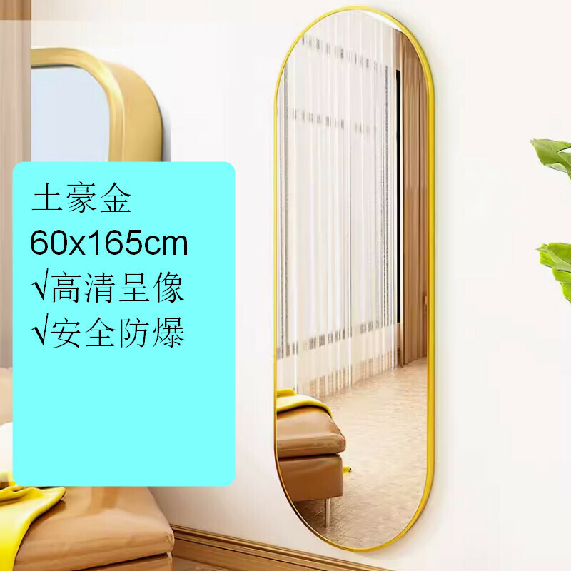 Popular indoor wall-mounted dual-purpose full-body fitting mirror [local gold 60x165cm]