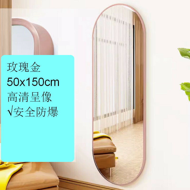 Popular indoor wall-mounted dual-use full-body fitting mirror wall-mounted mirror [Rose Gold 50x150cm]