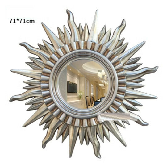 Popular entrance mirror wall hanging sofa wall mirror (antique silver + glass mirror (size: 71*71cm)