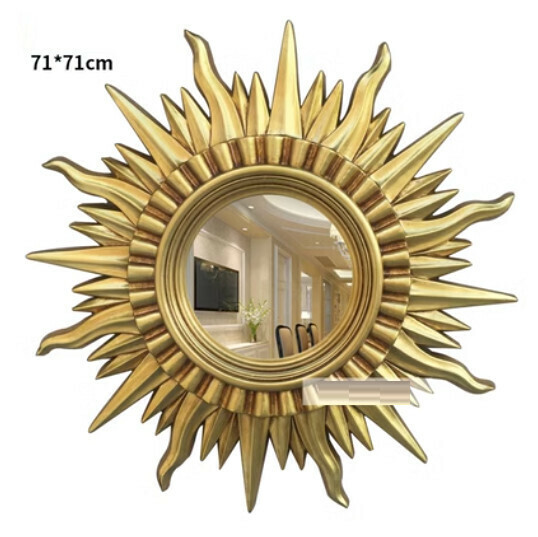 Popular entrance mirror wall hanging sofa wall mirror (antique gold + glass mirror (size: 71*71cm)