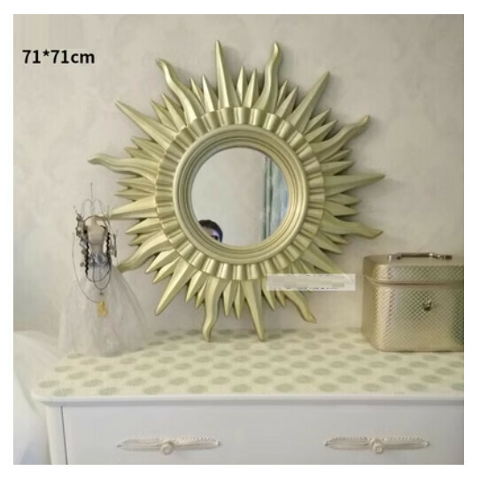 Popular entrance mirror wall-mounted sofa wall mirror (champagne color + glass mirror (size: 71*71cm)