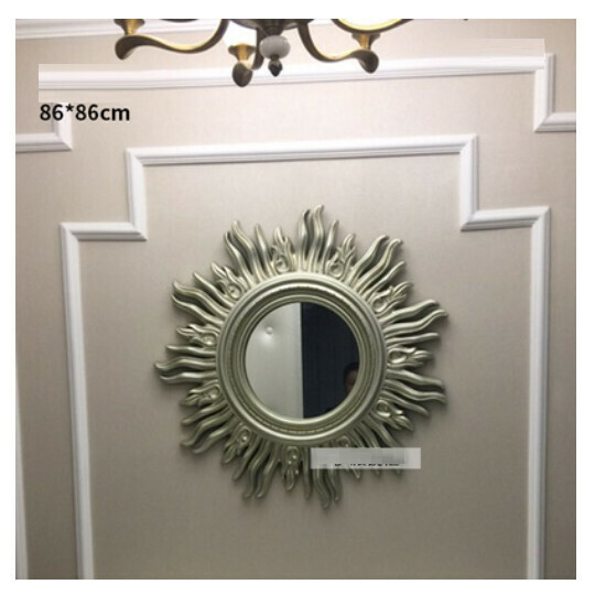 Popular entrance mirror wall hanging sofa wall mirror (champagne color + glass mirror (size: 86*86cm)