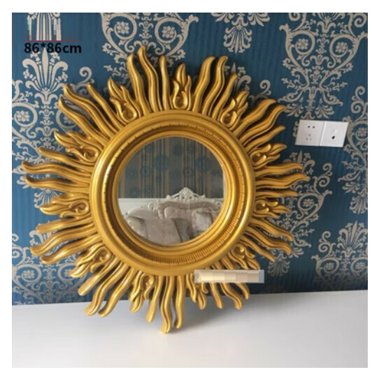 Popular entrance mirror wall hanging sofa wall mirror (antique gold + glass mirror (size: 86*86cm)