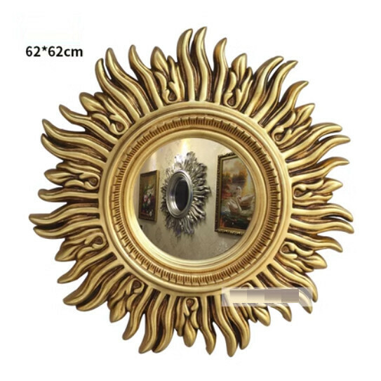 Popular entrance mirror wall hanging sofa wall mirror (antique gold + glass mirror (size: 62*62cm)
