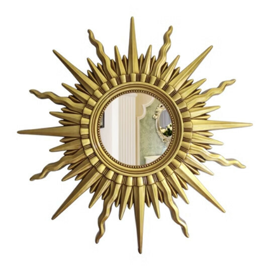 Popular entrance mirror wall hanging sofa wall mirror (antique gold + glass mirror (size: 98*98cm)