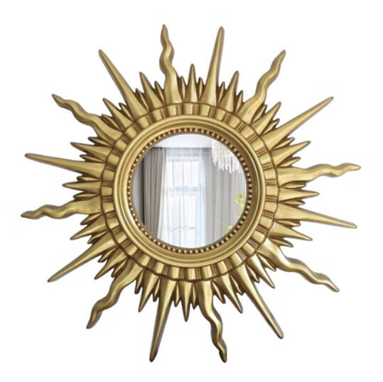 Popular entrance mirror wall hanging sofa wall mirror (antique gold + glass mirror (size: 80*80cm)