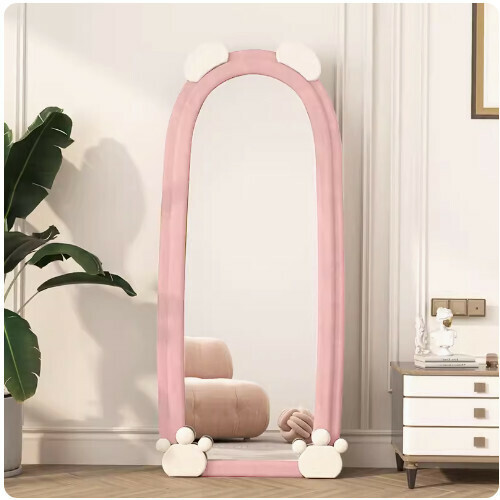Popular simple bear floor mirror (pink (170*70))