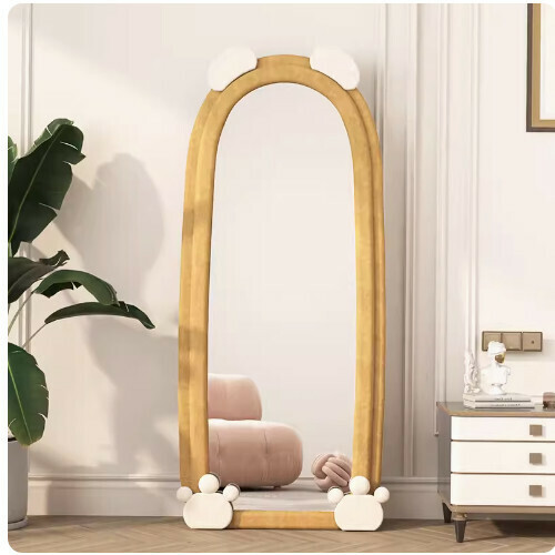 Hot style simple bear floor mirror (milk tea color (170*70))