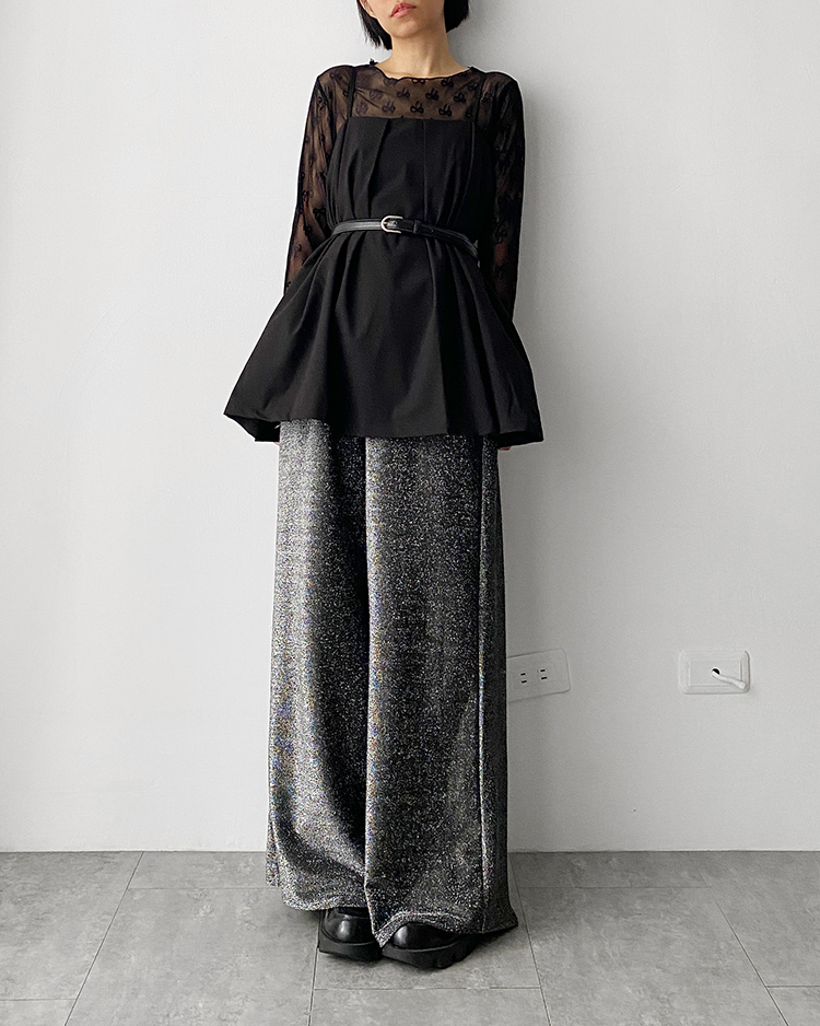 MFT-2559 蝴蝶結網紗上衣 ʙʟᴀᴄᴋ