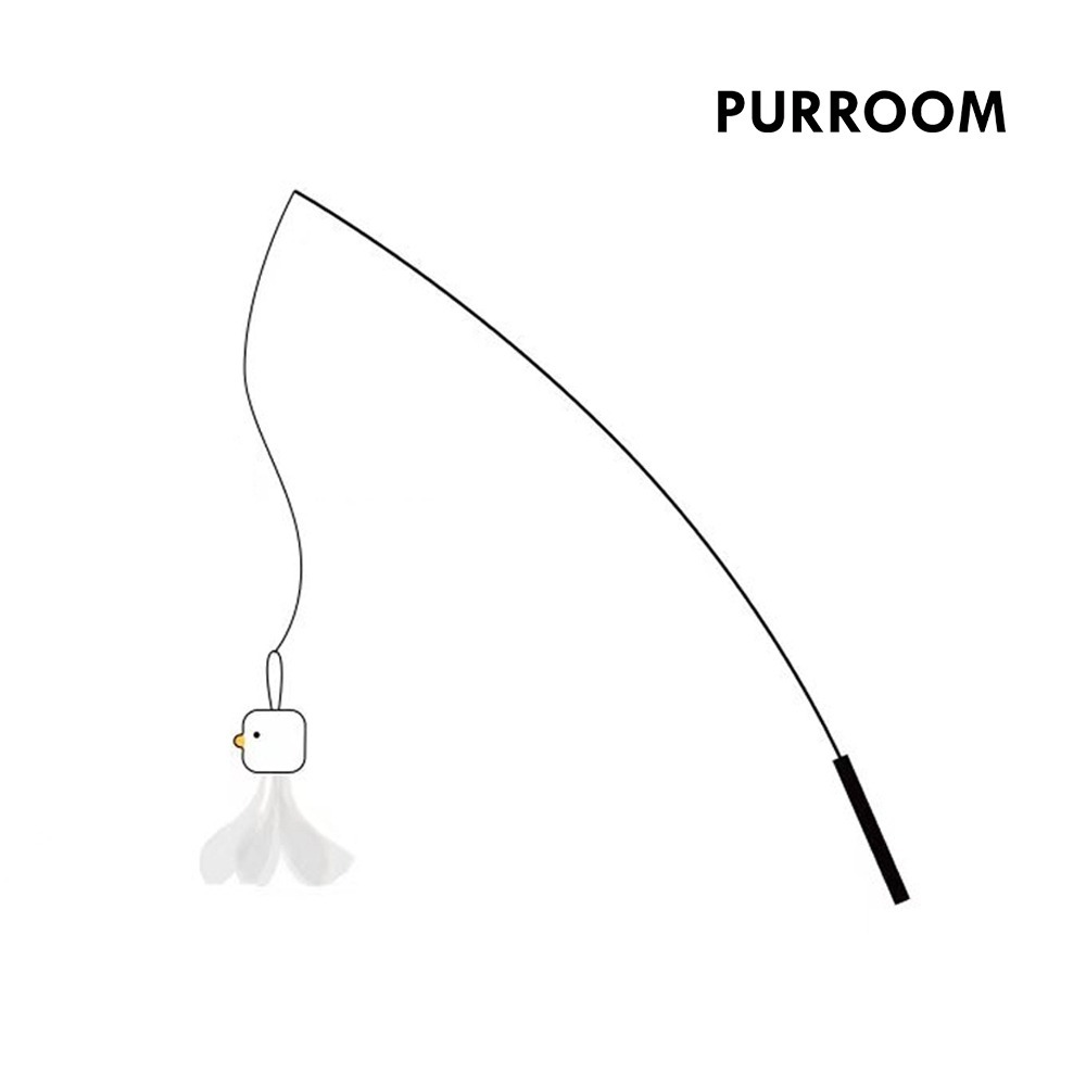 PURROOM 伸縮款逗貓棒-小雞羽毛