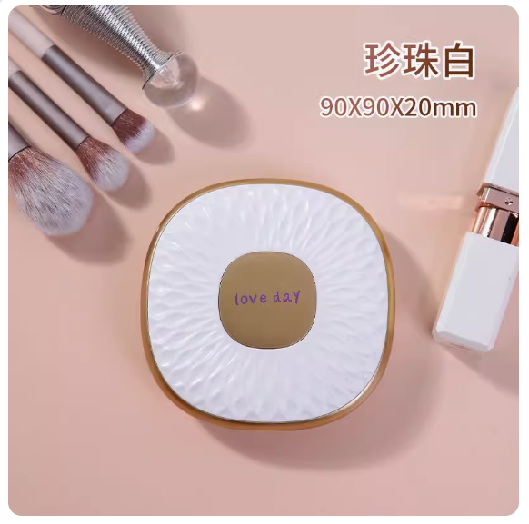 熱推女隨身手持化妝鏡（雙面化妝鏡【珍珠白】隨身攜帶）