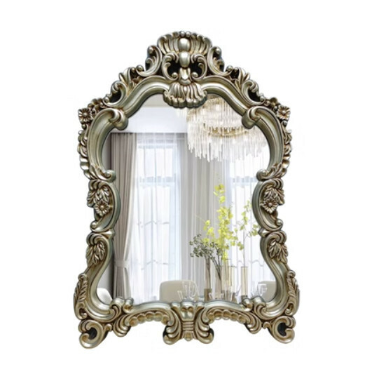 Hotly recommended bathroom mirror and vanity mirror (small antique silver - aged effect (size: height 77cm*width 56cm)