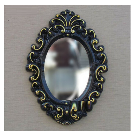 Hot recommended bathroom mirror vanity mirror (small black wood gold (size: height 75cm*width 53cm)
