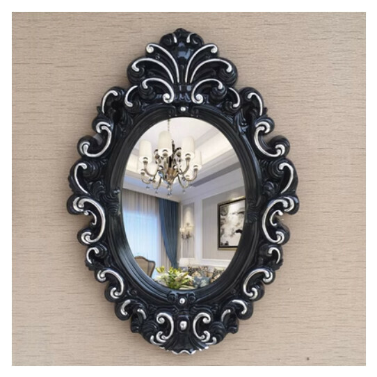 Hot recommended bathroom mirror vanity mirror (small black wood silver (size: height 75cm*width 53cm)