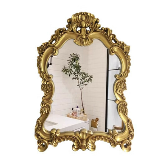 Hotly recommended bathroom mirror and vanity mirror (large antique gold - aged effect (size: height 110cm*width 80cm)