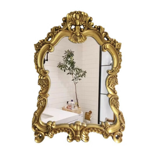 Hot recommended bathroom mirror vanity mirror (small antique gold-old effect (size: height 77cm*width 56cm)