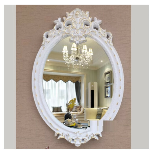 Hotly recommended bathroom mirror and entrance mirror (white wood and gold (size: width 71*height 107CM)