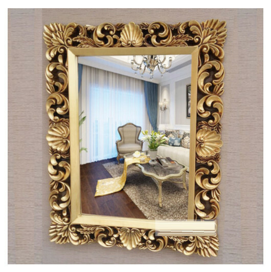 Hotly recommended bathroom bathroom mirror, entrance decorative mirror (antique gold - can be hung horizontally or vertically (size: 98*76CM)
