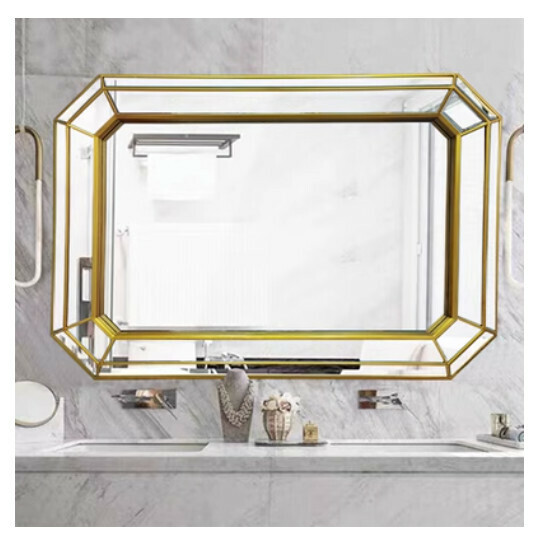 Hotly recommended bathroom mirror and vanity mirror (antique gold (size: 110*77CM, can be hung horizontally and vertically)