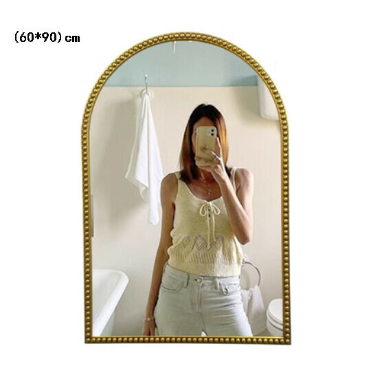Hotly recommended bathroom mirror (large antique gold (size: height 90*width 60cm)
