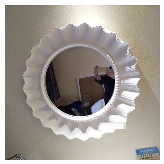 Hot recommended bathroom bathroom mirror entrance decorative mirror (small white (size: width 65*height 65CM)