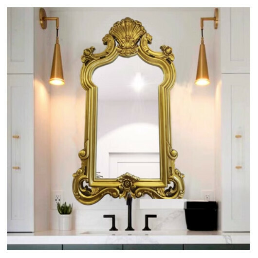 Hot recommended waterproof bathroom mirror decorative mirror (antique gold (size: width 68*height 118CM)