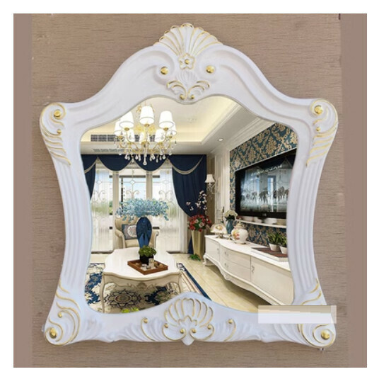 Hot recommended waterproof bathroom mirror decorative mirror (white wood gold (size: width 80*height 87CM)