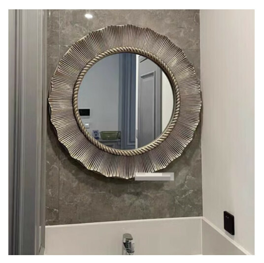 Hotly recommended bathroom mirror, entrance decorative mirror (large antique silver (size: width 85*height 85CM)