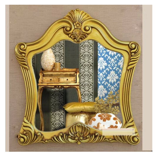 Hot recommended waterproof bathroom mirror decorative mirror (antique gold (size: width 80*height 87CM)