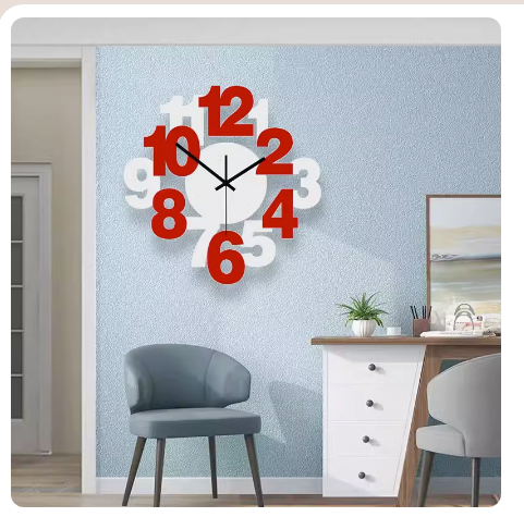 Hot push wall clock (small white + red) 20 inches or more